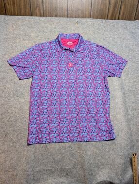 Bogey Bros Golf Polo Mens XL Pink Purple Whale Tail Performance Shirt